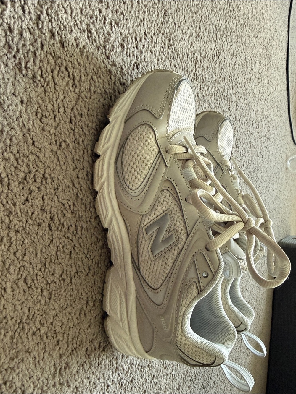 New Balance 408 Women’s Cream/Tan Mesh Lace-Up Sneakers